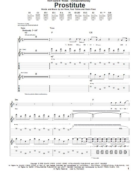 open zoom image for Prostitute - Guitar TAB, New, Main