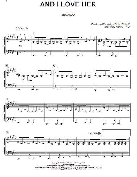 open zoom image for And I Love Her - Piano Duet, New, Main