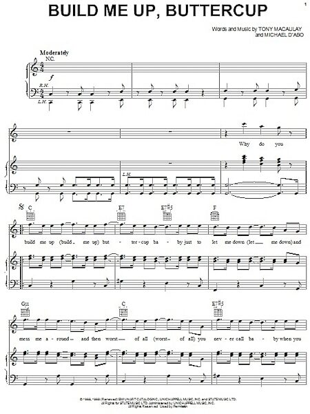 open zoom image for Build Me Up, Buttercup - Piano/Vocal/Guitar, New, Main