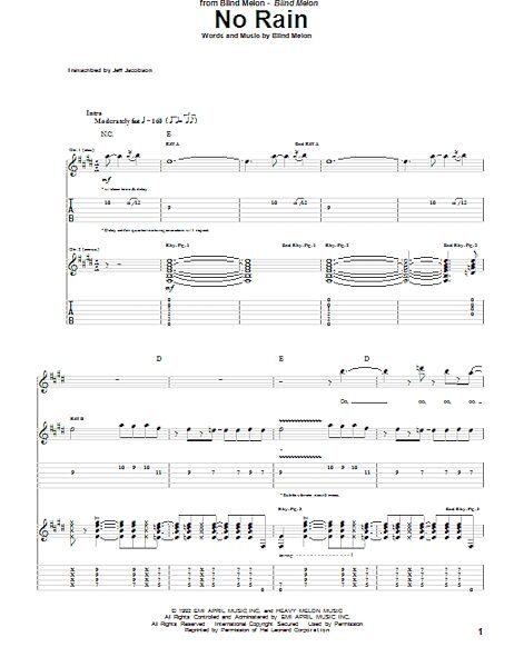 open zoom image for No Rain - Guitar TAB, New, Main