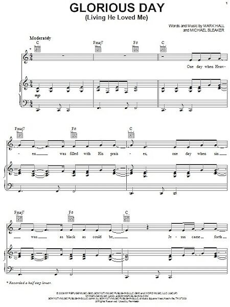 open zoom image for Glorious Day (Living He Loved Me) - Piano/Vocal/Guitar, New, Main