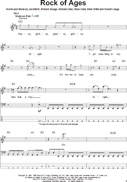 open zoom image for Rock Of Ages - Bass Tab, New, Main