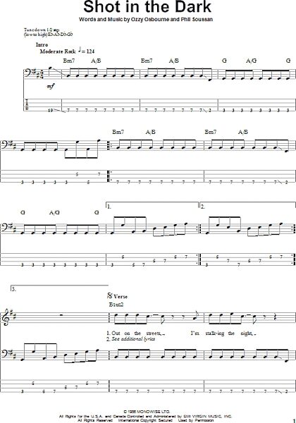 open zoom image for Shot In The Dark - Bass Tab, New, Main