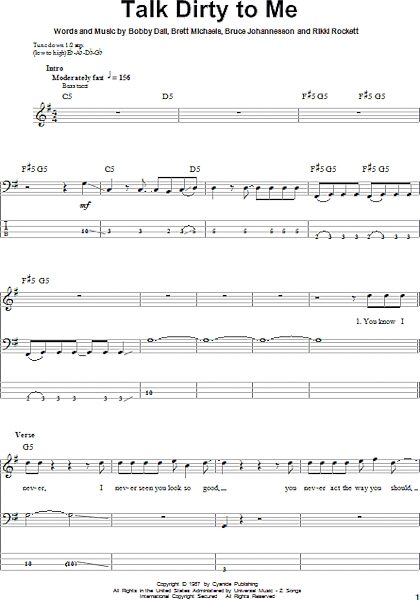 open zoom image for Talk Dirty To Me - Bass Tab, New, Main