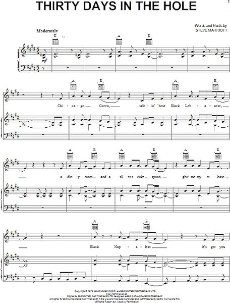 open zoom image for Thirty Days In The Hole - Piano/Vocal/Guitar, New, Main