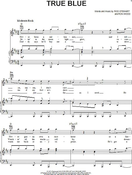 open zoom image for True Blue - Piano/Vocal/Guitar, New, Main
