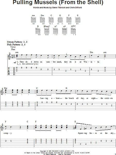 open zoom image for Pulling Mussels (From The Shell) - Easy Guitar with TAB, New, Main