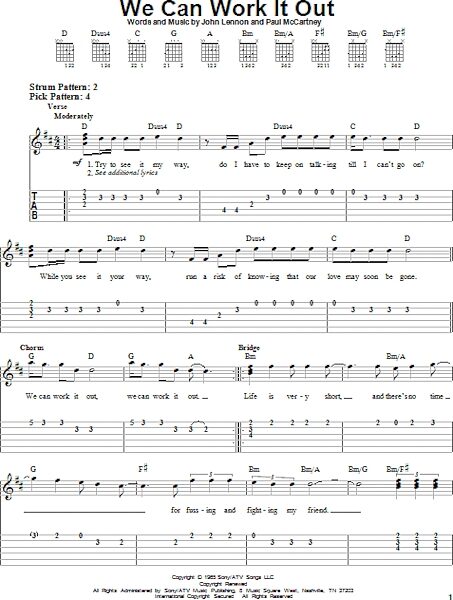 open zoom image for We Can Work It Out - Easy Guitar with TAB, New, Main