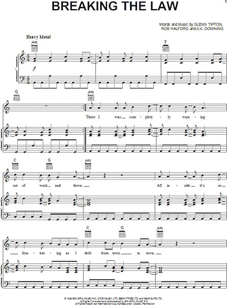 open zoom image for Breaking The Law - Piano/Vocal/Guitar, New, Main