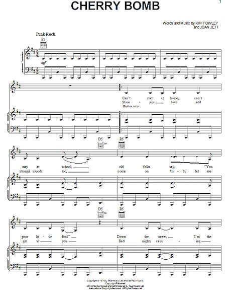 open zoom image for Cherry Bomb - Piano/Vocal/Guitar, New, Main