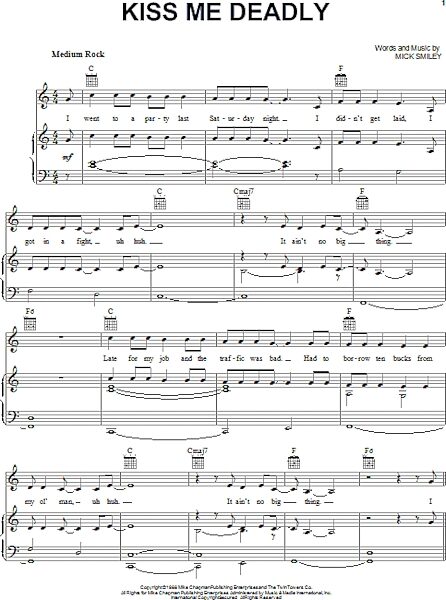 open zoom image for Kiss Me Deadly - Piano/Vocal/Guitar, New, Main