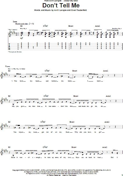 open zoom image for Don't Tell Me - Guitar TAB, New, Main