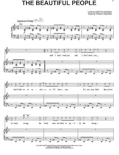 open zoom image for The Beautiful People - Piano/Vocal/Guitar, New, Main