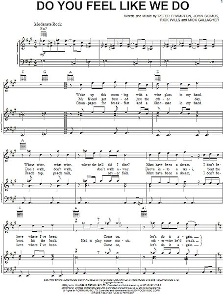 open zoom image for Do You Feel Like We Do - Piano/Vocal/Guitar, New, Main