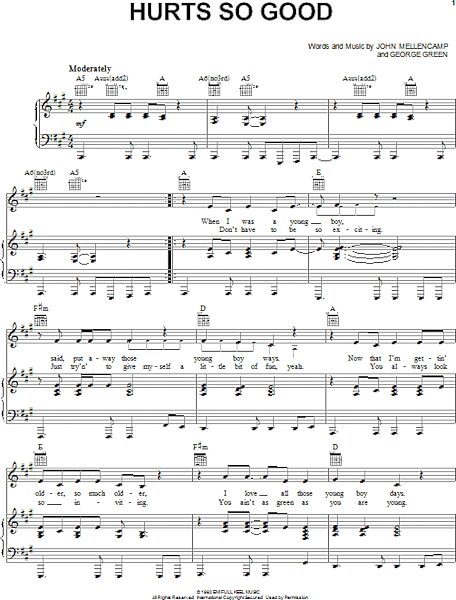 open zoom image for Hurts So Good - Piano/Vocal/Guitar, New, Main