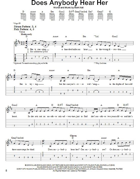 open zoom image for Does Anybody Hear Her - Easy Guitar with TAB, New, Main