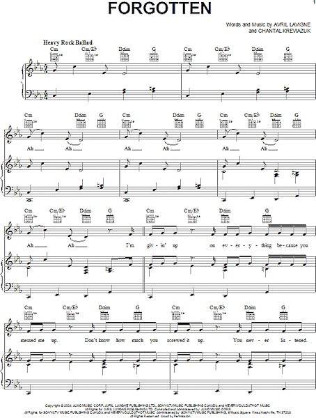 open zoom image for Forgotten - Piano/Vocal/Guitar, New, Main