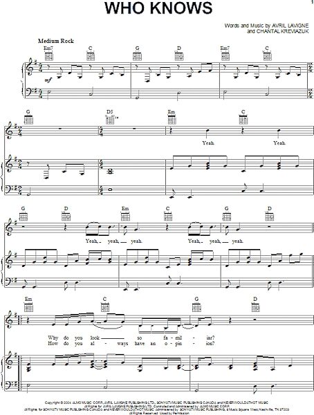 open zoom image for Who Knows - Piano/Vocal/Guitar, New, Main