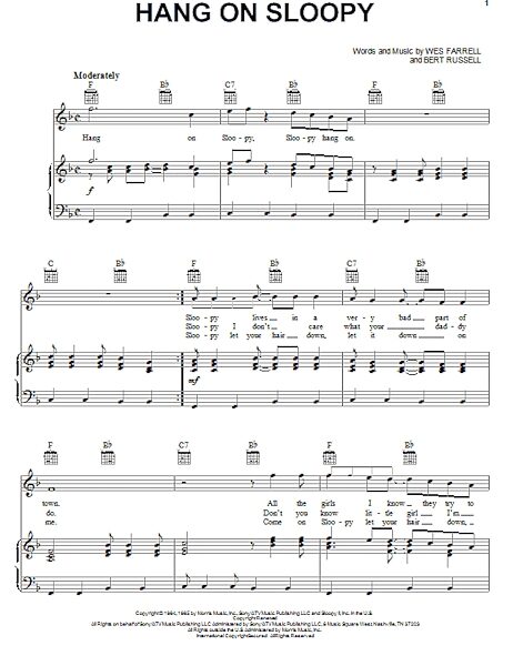 open zoom image for Hang On Sloopy - Piano/Vocal/Guitar, New, Main