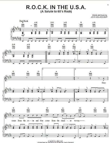 open zoom image for R.O.C.K. In The U.S.A. (A Salute To 60's Rock) - Piano/Vocal/Guitar, New, Main