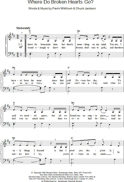 open zoom image for Where Do Broken Hearts Go - Piano/Vocal/Guitar, New, Main