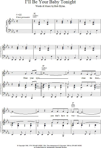 open zoom image for I'll Be Your Baby Tonight - Piano/Vocal/Guitar, New, Main