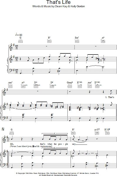 open zoom image for That's Life - Piano/Vocal/Guitar, New, Main