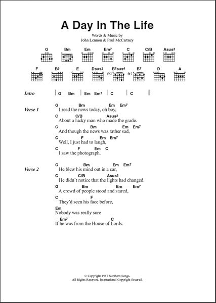 open zoom image for A Day In The Life - Guitar Chords/Lyrics, New, Main