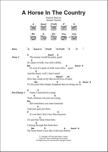 open zoom image for A Horse In The Country - Guitar Chords/Lyrics, New, Main