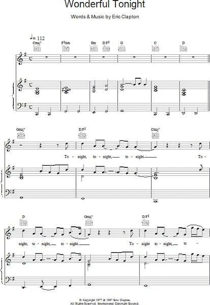 open zoom image for Wonderful Tonight - Piano/Vocal/Guitar, New, Main