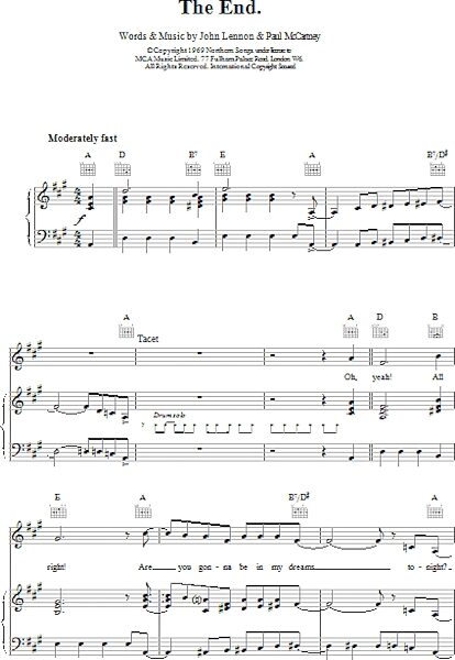open zoom image for The End - Piano/Vocal/Guitar, New, Main
