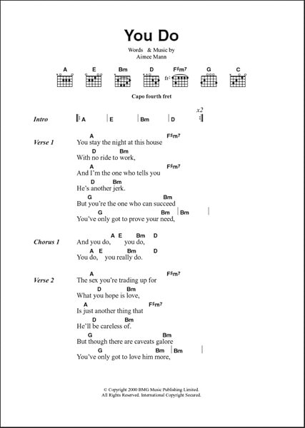 open zoom image for You Do - Guitar Chords/Lyrics, New, Main