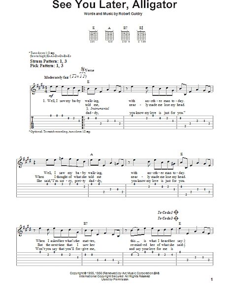 open zoom image for See You Later, Alligator - Easy Guitar with TAB, New, Main