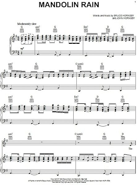 open zoom image for Mandolin Rain - Piano/Vocal/Guitar, New, Main