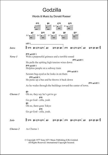 open zoom image for Godzilla - Guitar Chords/Lyrics, New, Main