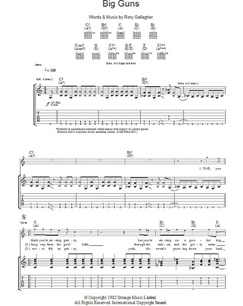 open zoom image for Big Guns - Guitar TAB, New, Main