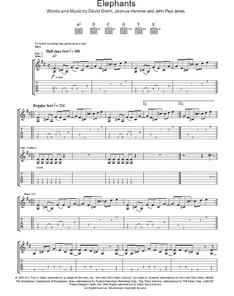 open zoom image for Elephants - Guitar TAB, New, Main