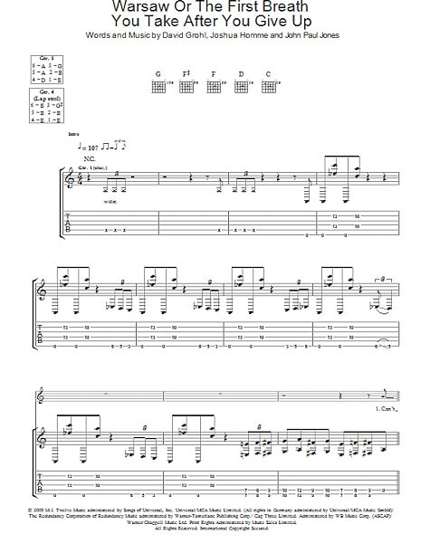 open zoom image for Warsaw Or The First Breath You Take After You Give Up - Guitar TAB, New, Main