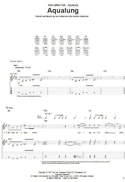 open zoom image for Aqualung - Guitar TAB, New, Main