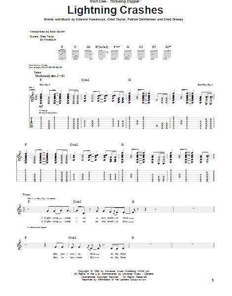 open zoom image for Lightning Crashes - Guitar TAB, New, Main