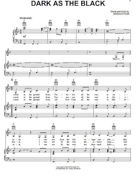 open zoom image for Dark As The Black - Piano/Vocal/Guitar, New, Main