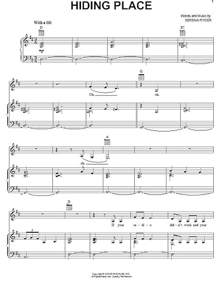 open zoom image for Hiding Place - Piano/Vocal/Guitar, New, Main