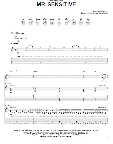 open zoom image for Mr. Sensitive - Guitar TAB, New, Main
