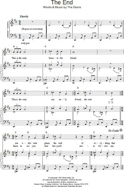 open zoom image for The End - Piano/Vocal/Guitar, New, Main