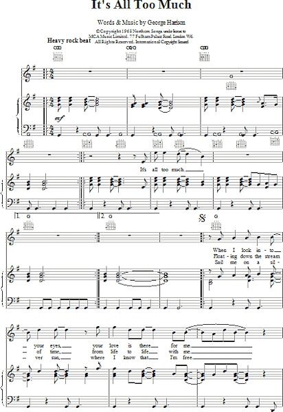 open zoom image for It's All Too Much - Piano/Vocal/Guitar, New, Main