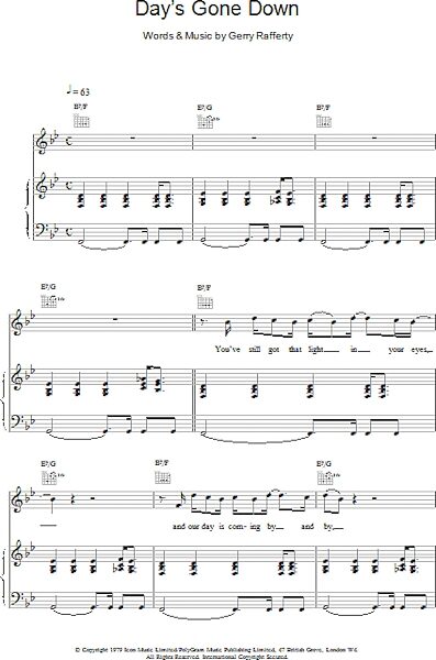 open zoom image for Day's Gone Down - Piano/Vocal/Guitar, New, Main