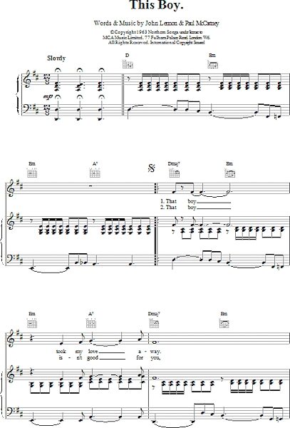 open zoom image for This Boy (Ringo's Theme) - Piano/Vocal/Guitar, New, Main