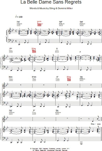open zoom image for La Belle Dame Sans Regrets - Piano/Vocal/Guitar, New, Main