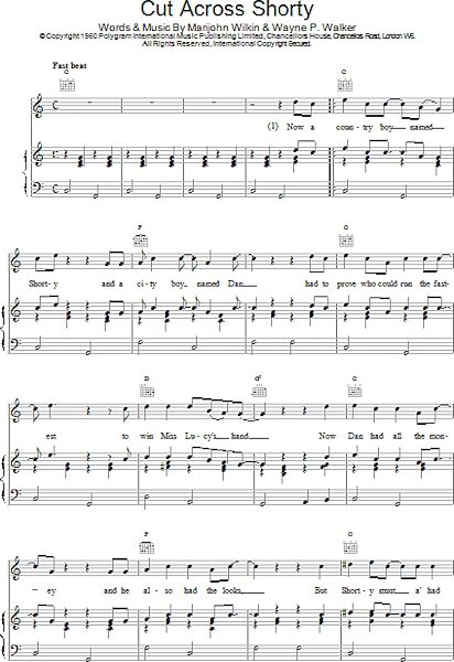 open zoom image for Cut Across, Shorty - Piano/Vocal/Guitar, New, Main