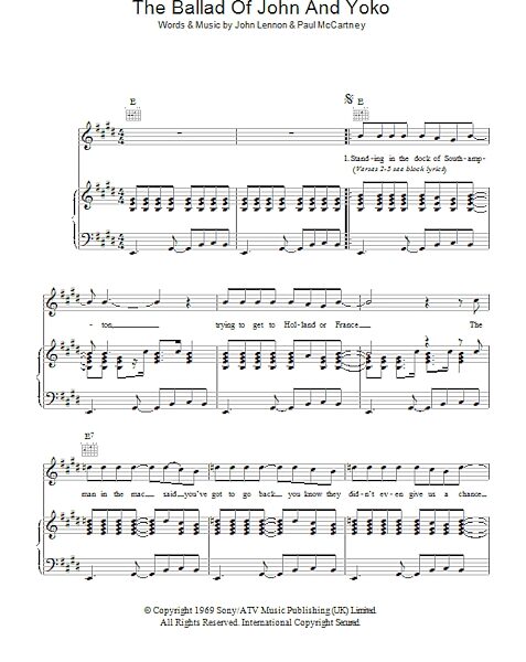 open zoom image for The Ballad Of John And Yoko - Piano/Vocal/Guitar, New, Main